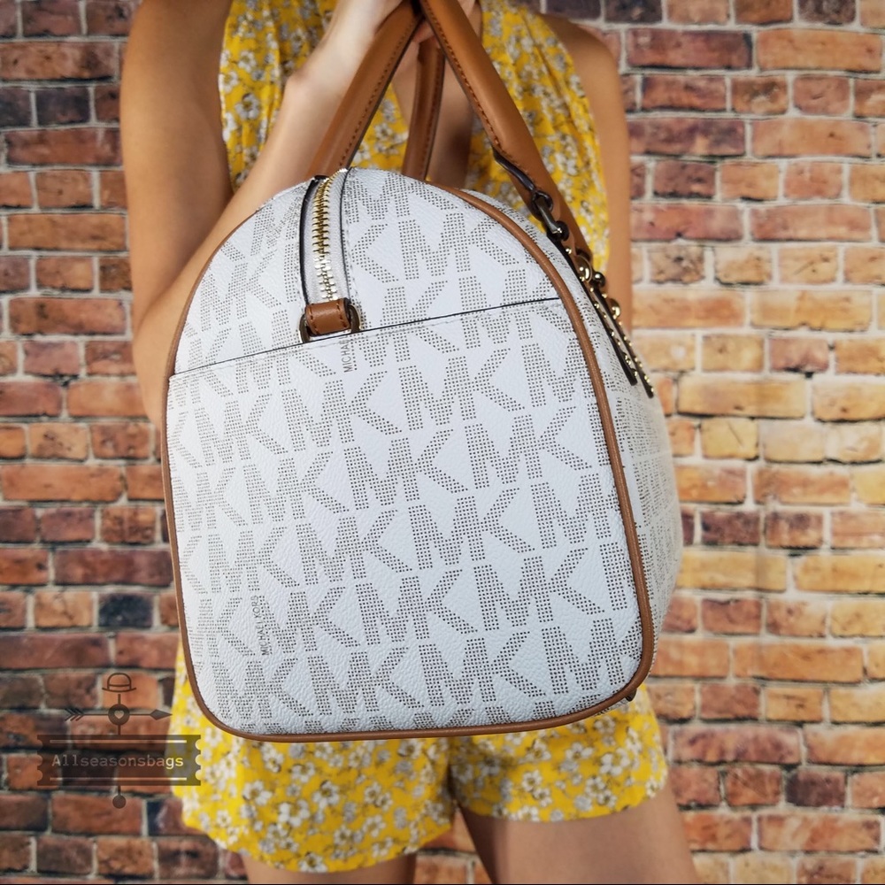 Michael Kors Medium Aria Satchel Brown Acorn Bag - Picture 7 of 7